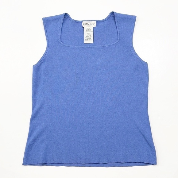 White Stag blue sleeveless knit sweater top - Picture 1 of 4